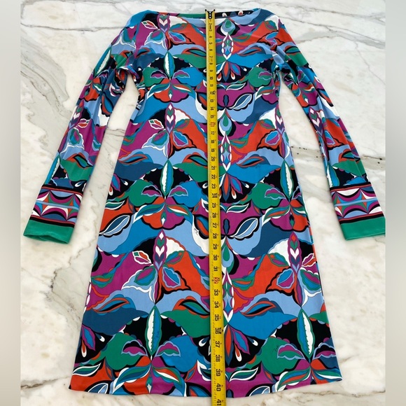 EMILIO PUCCI BLUE MULTI PRINT DRESS SIZE US 12 / IT 46 NWOTS! - Picture 13 of 16